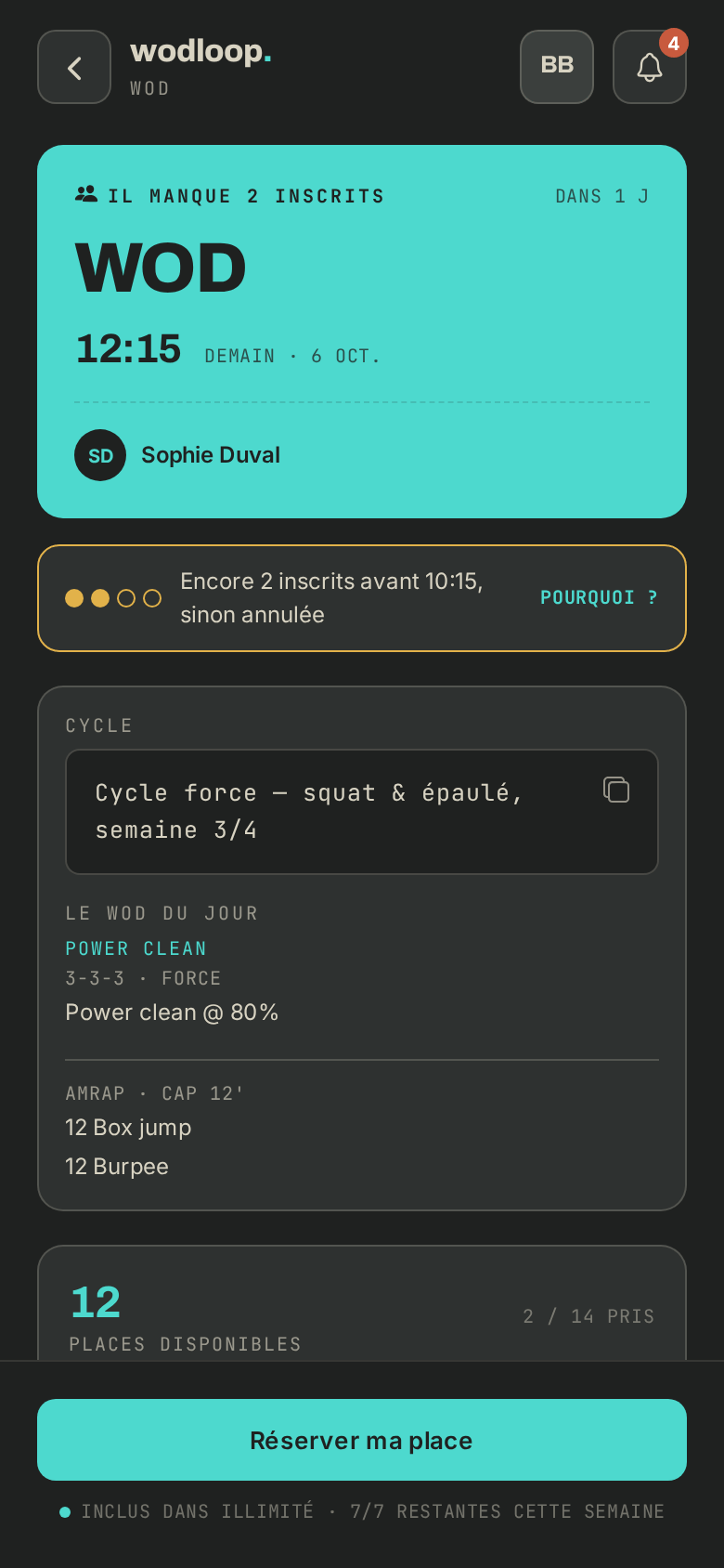 Une séance avant que tu la réserves