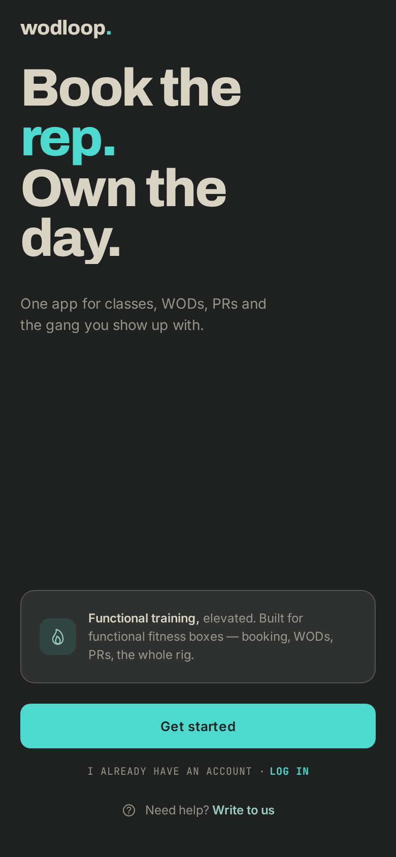 The app's welcome screen