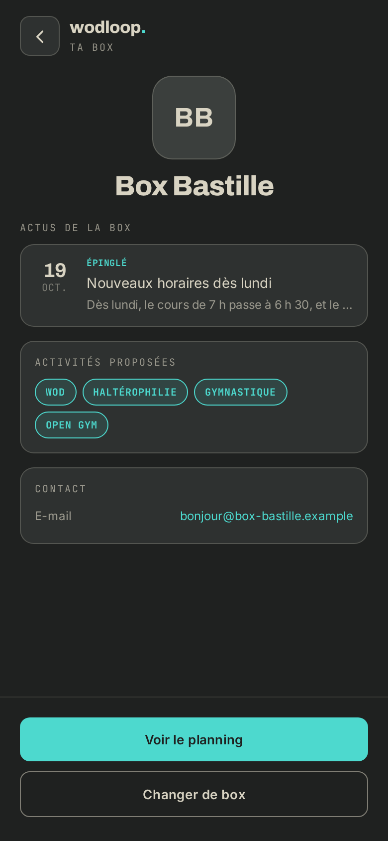 La page de ta box, avec ses actus