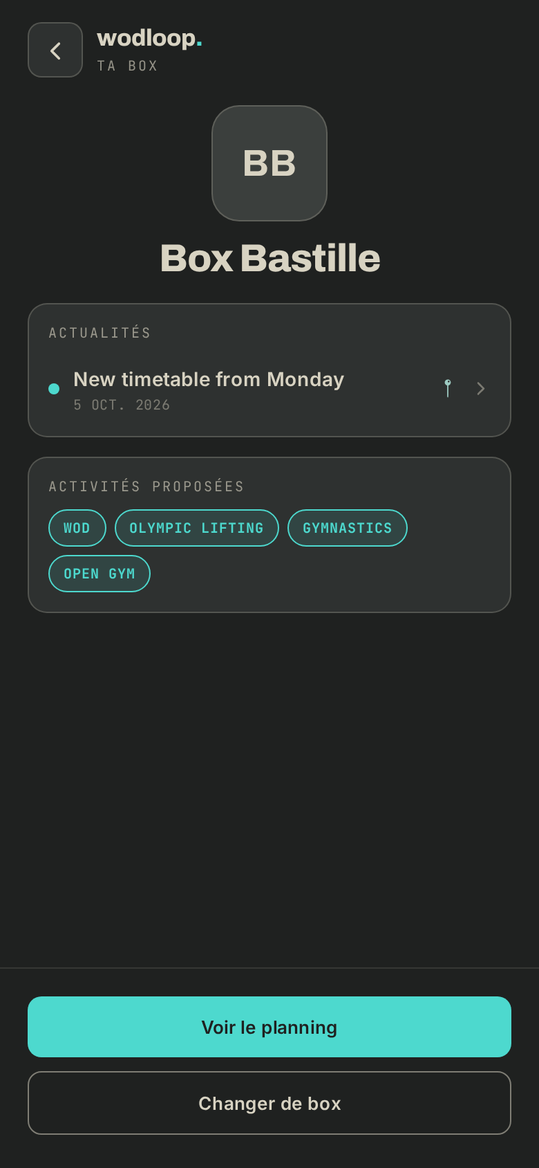 La page de ta box, avec le changement de box