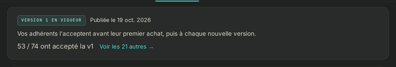 Le compte des adhérents qui ont accepté la version en vigueur